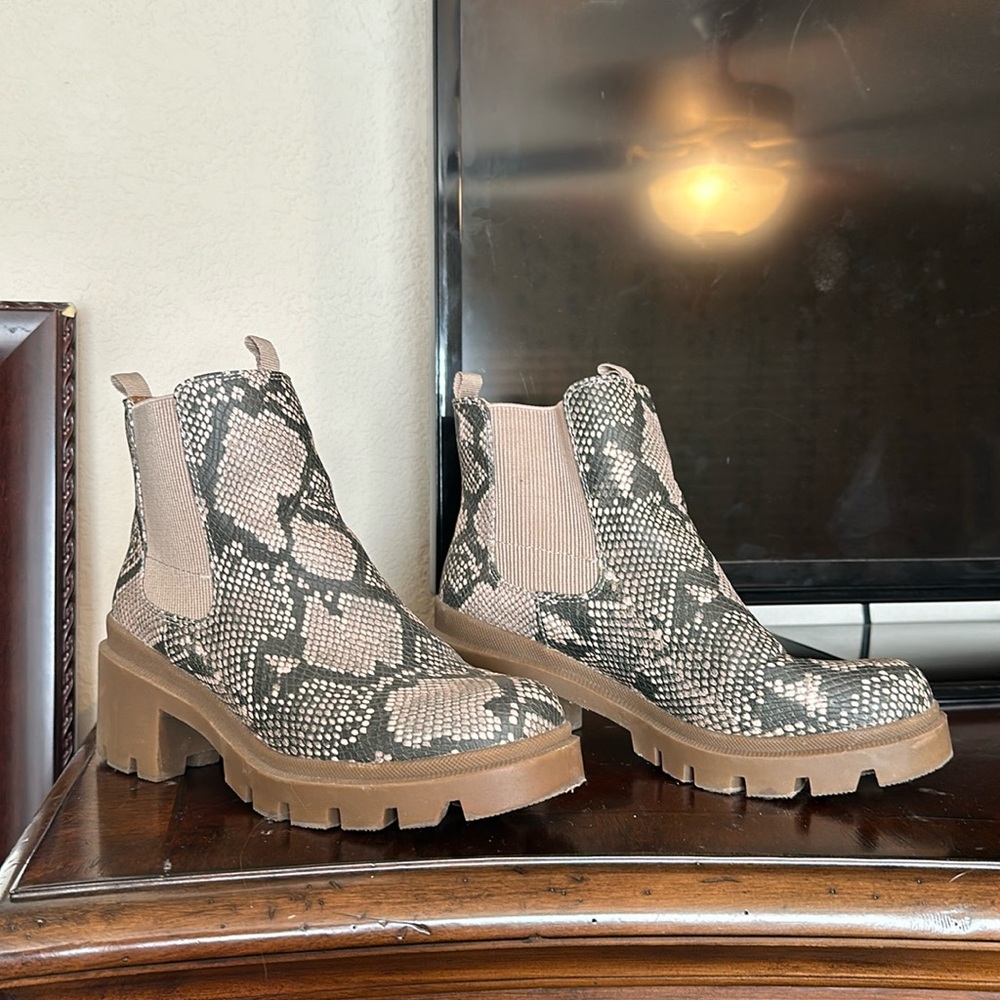 Snake print boots booties waterproof